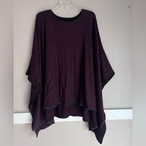 Chic Purple Poncho with Black Trim